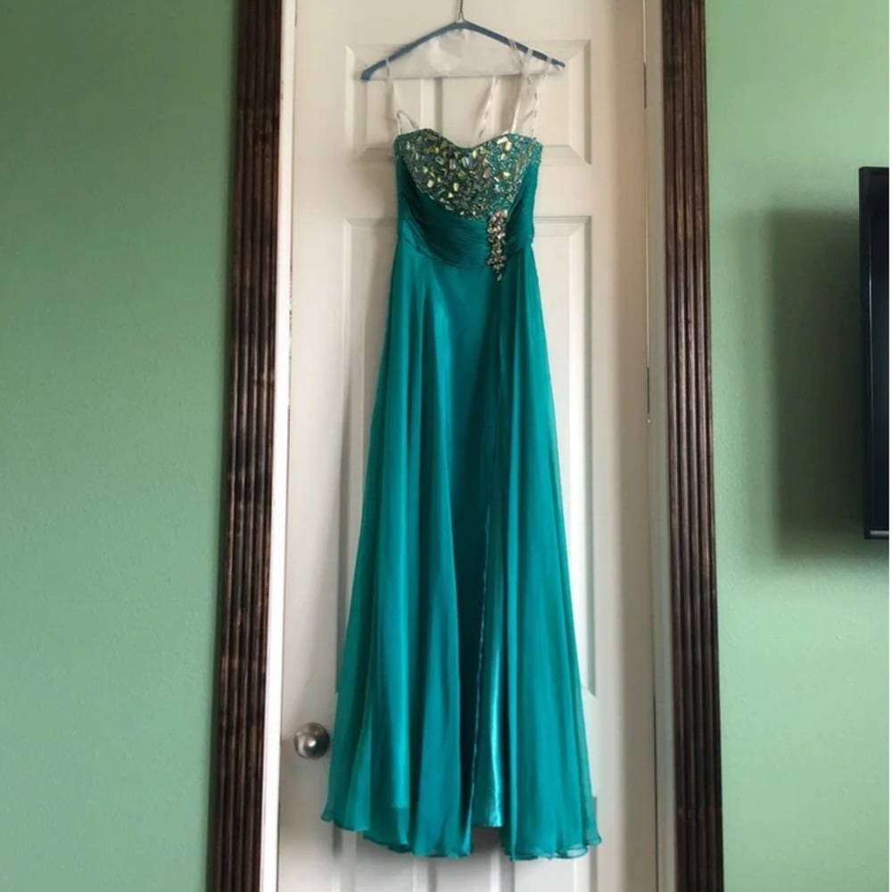 TIFFANY TEAL BLUE PROM DRESS SIZE 0